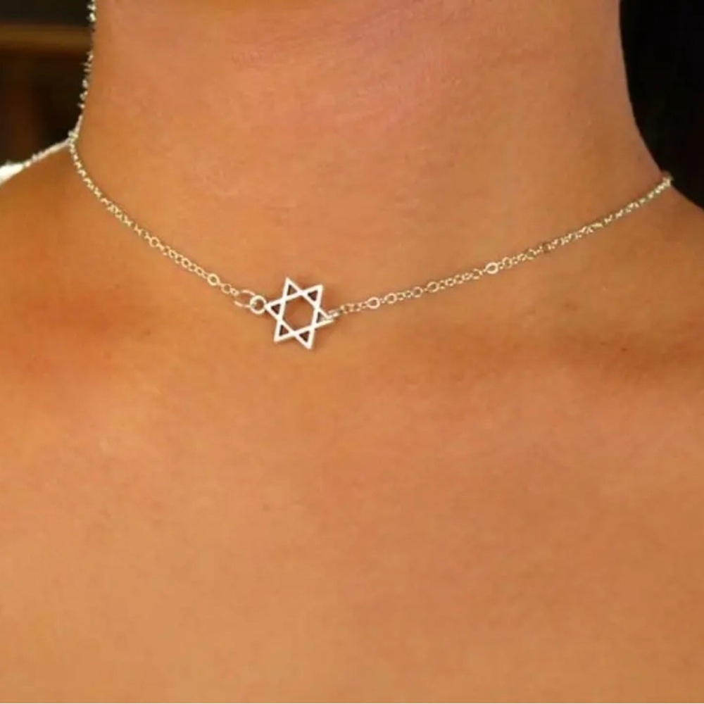 ✨925 Sterling Silver Star Of David Choker✨ - Picture 3 of 5
